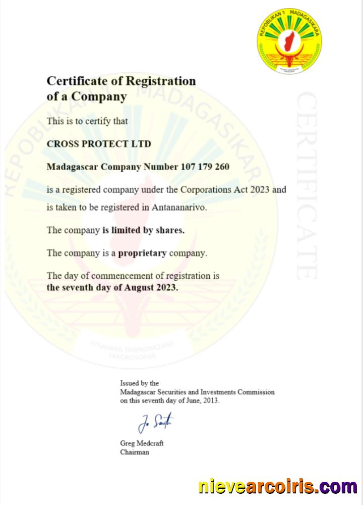 Madagascar business registration certificate